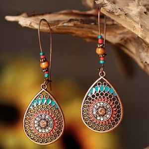 NWT Boho Water Drop Hollow Out Vintage Earrings